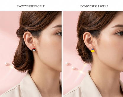 Snow White Mismatched Stud Earrings