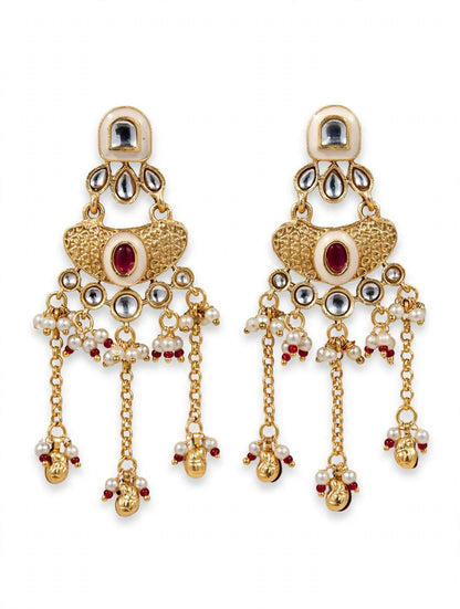 Noor Kundan Chandelier Earrings with Pearl Drops