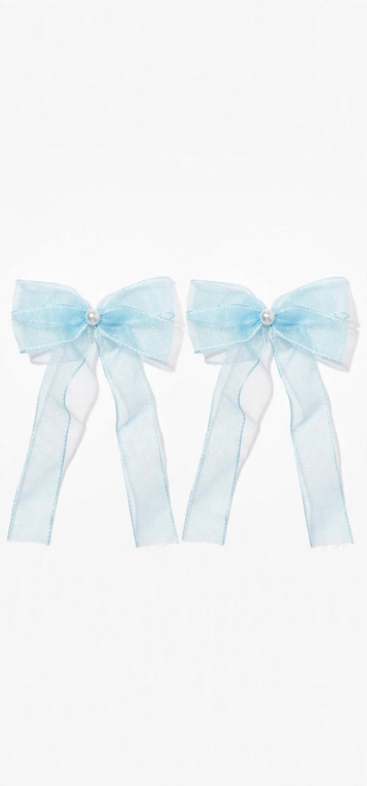 Pearl Whisper Organza Bow Hair Clip(Set of 2)