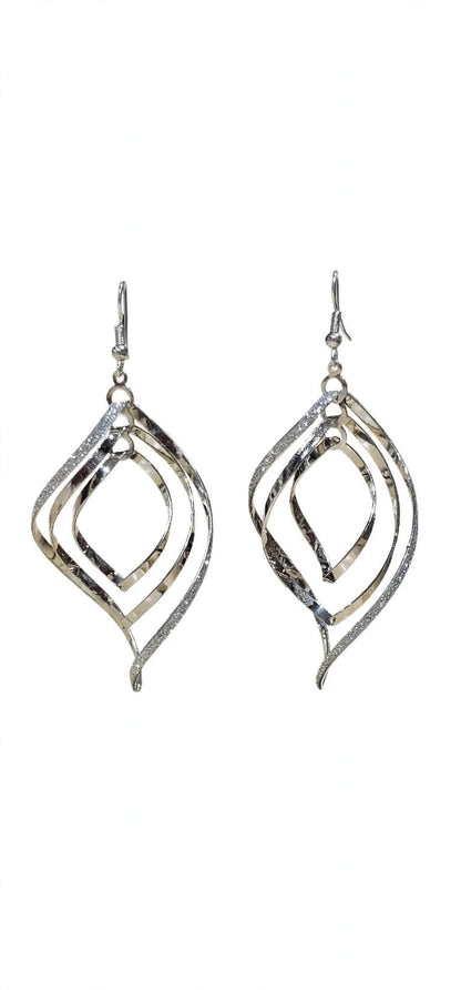 Aura Layers - Triple Teardrop Textured Silver Drop Earrings