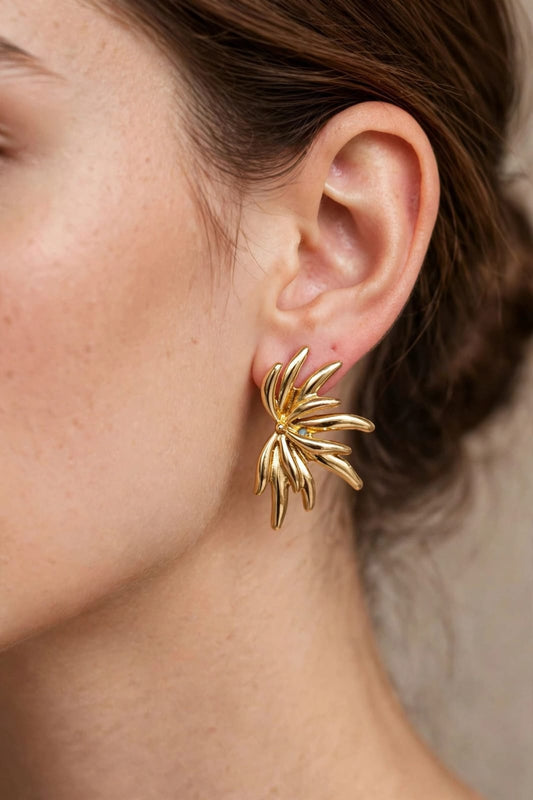 Solaris Gold Sunburst Statement Studs