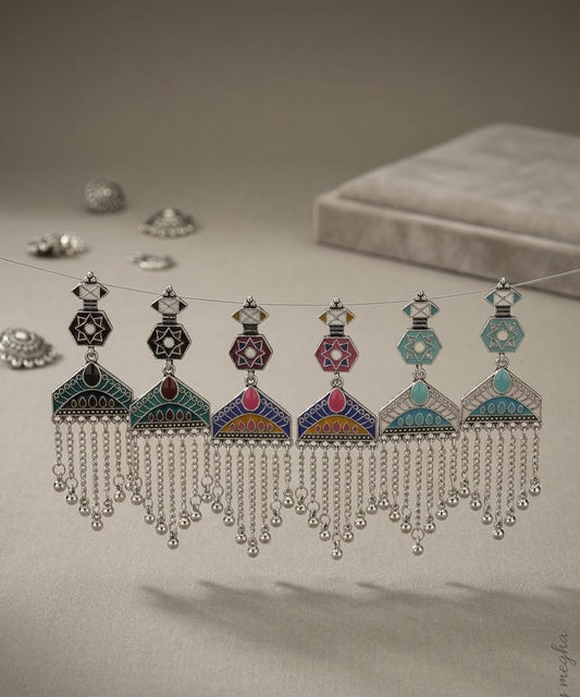 The Roohani Meenakari Tassel Drop Earrings