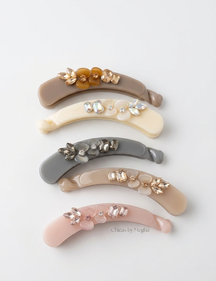 Crystal Floral Banana Clip