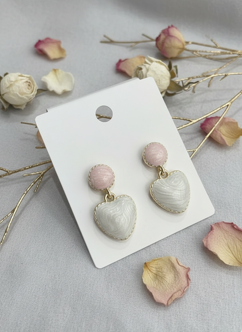 Sweetheart Marble & Shimmer Drop Earrings