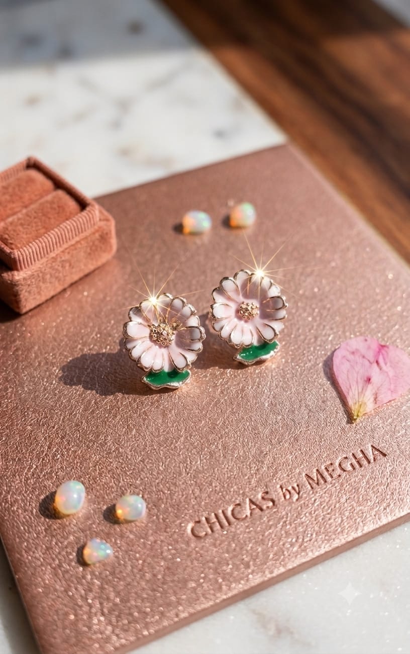 Dainty Pink Floral Studs