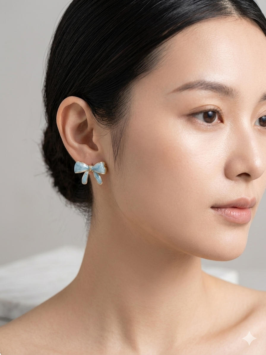 Coquette Enamel Bow Stud Earrings