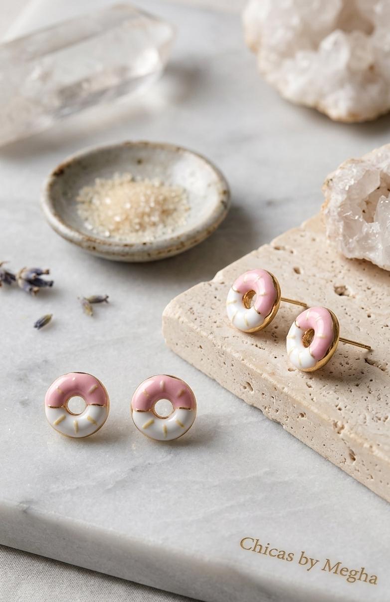 Glazed Donut Stud Earrings
