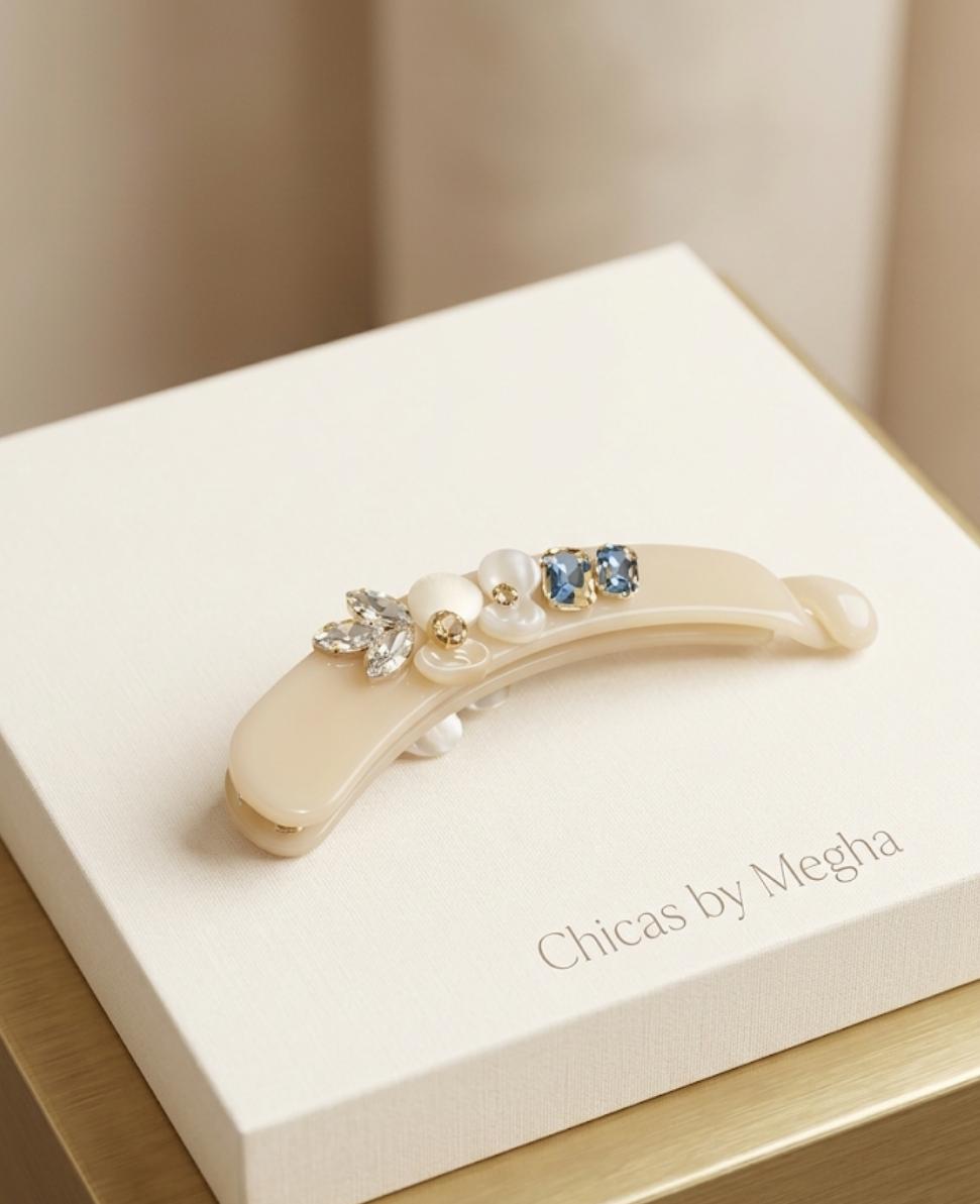 Crystal Floral Banana Clip