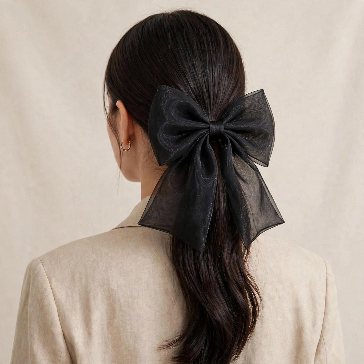 Coquette Organza Bow Hair Clip - Big Tail Bow