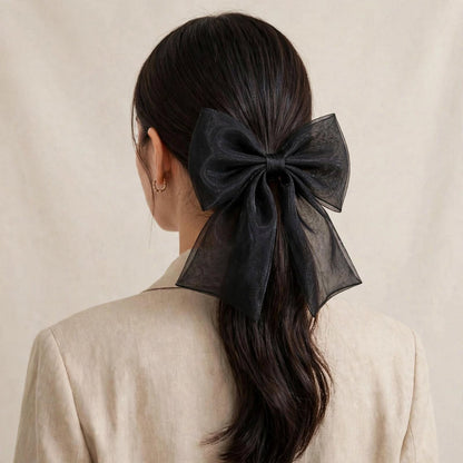 Coquette Organza Bow Hair Clip - Big Tail Bow