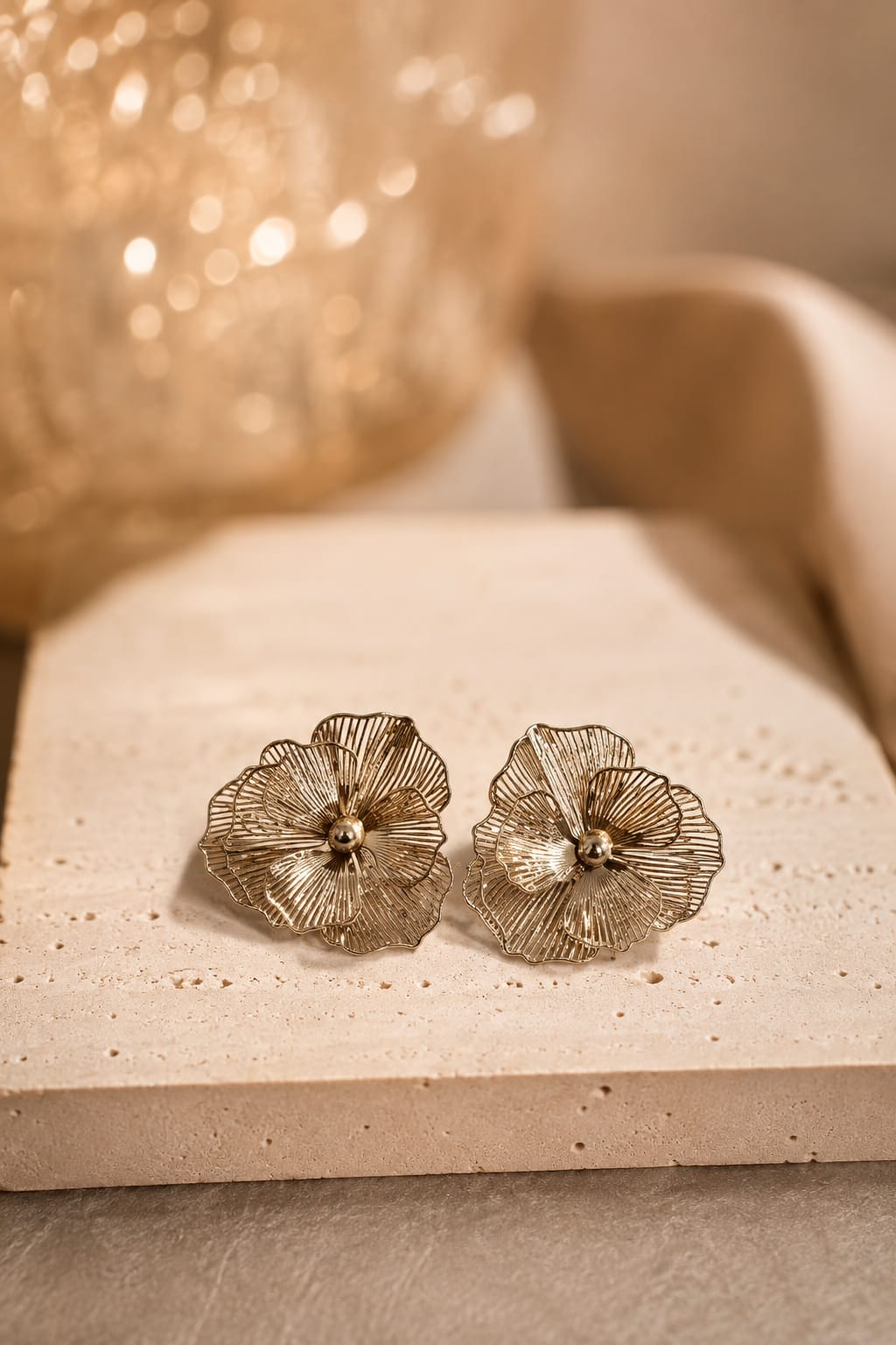 Flora Statement Gold Wire Flower Earrings