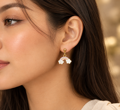 Happy Rainbow Cloud Drop Earrings