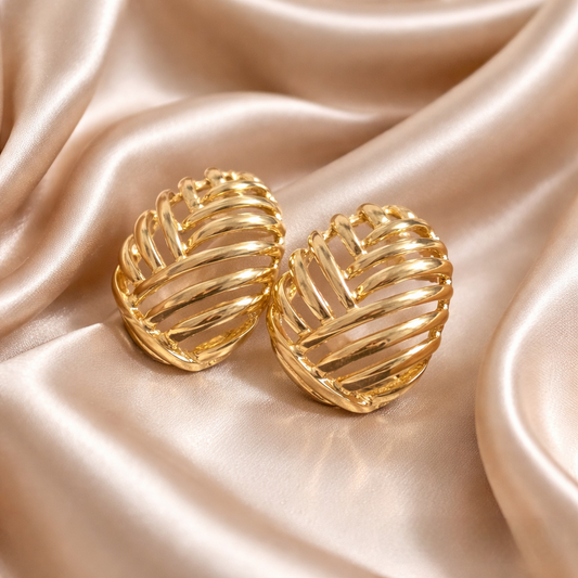 Gold Cage Stud Earrings