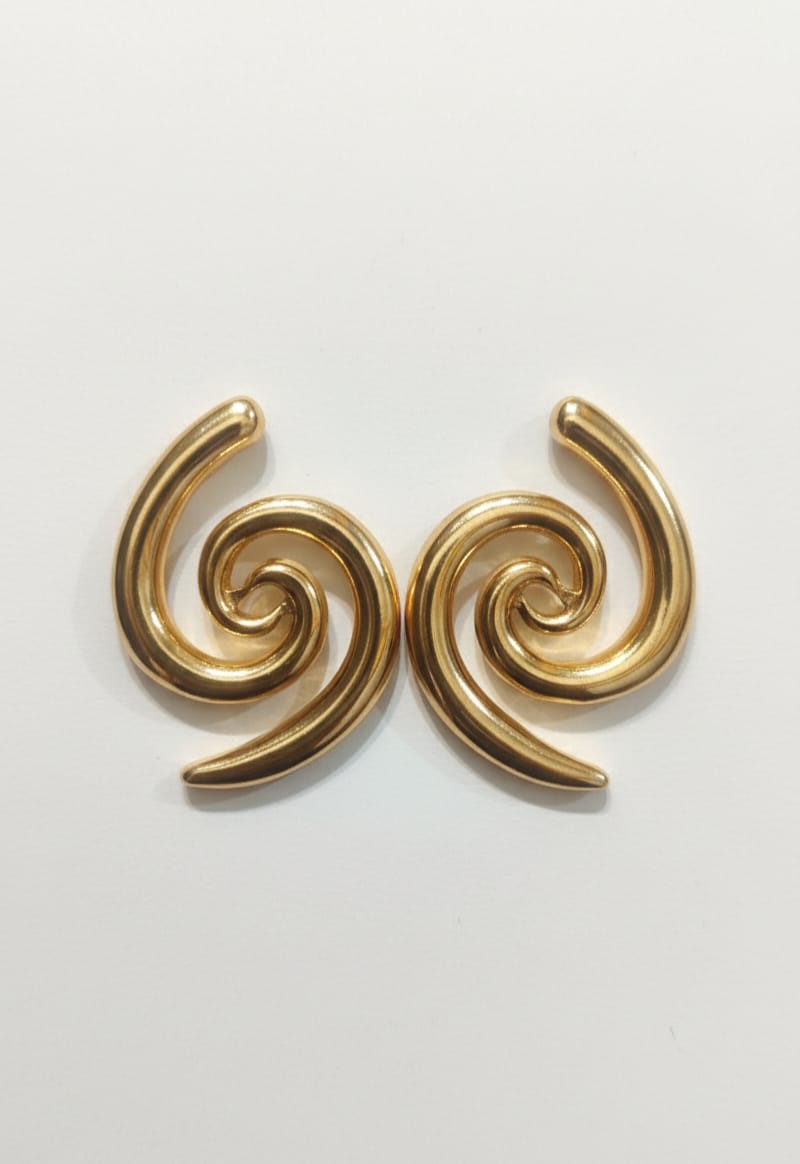 Golden Spiral Statement Earrings