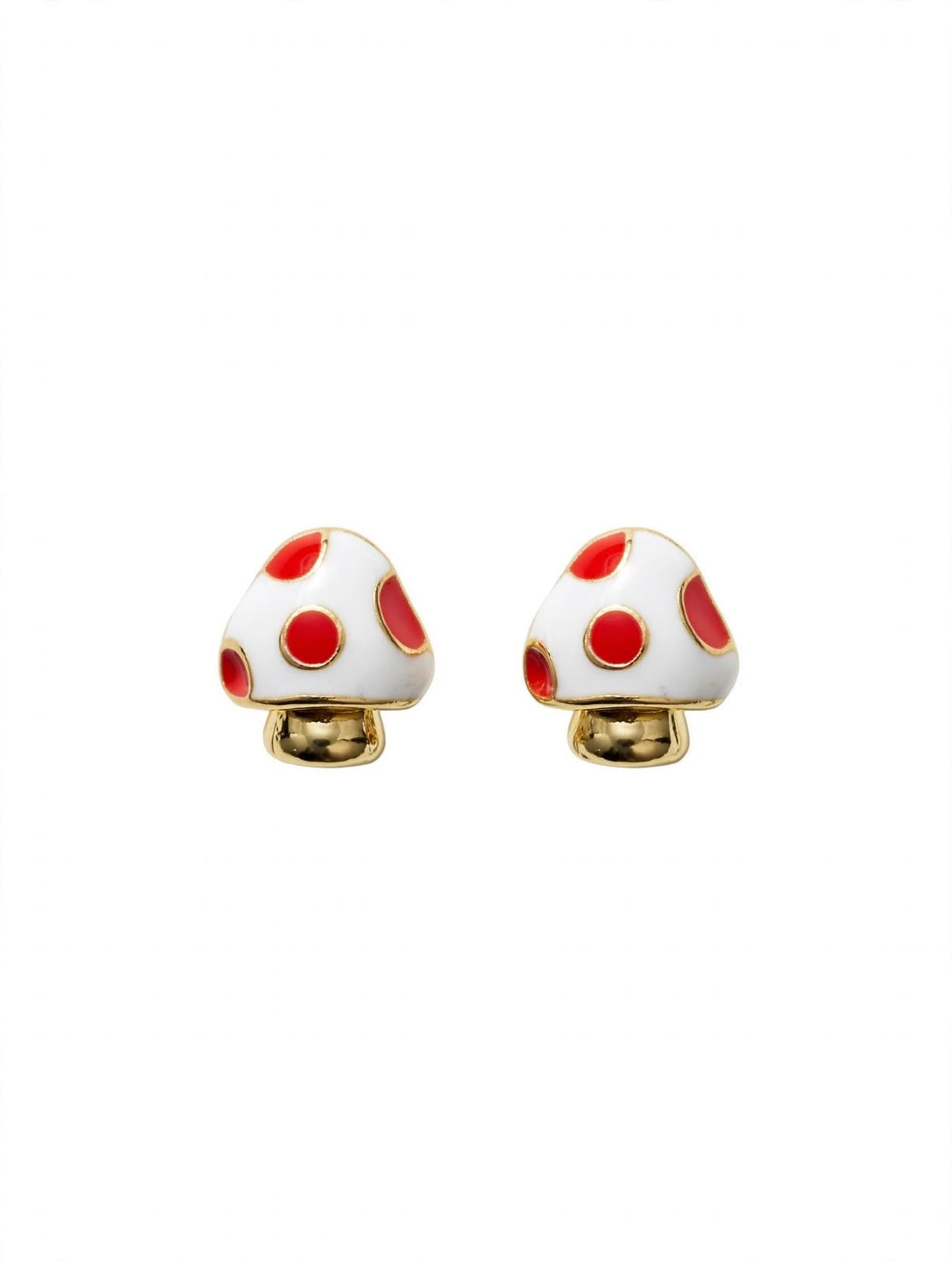 Mushroom Stud Earrings Enamel Polka Dot