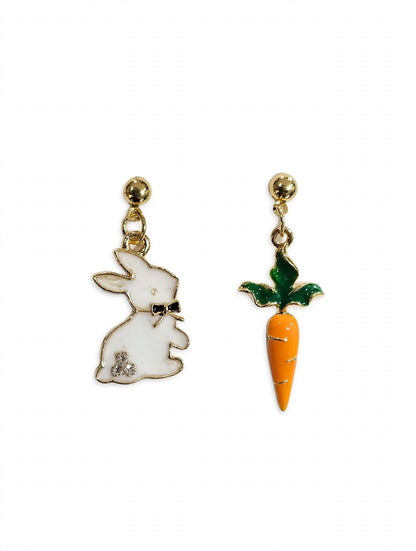 Bunny & Carrot - Dangle Mismatched Drop Earrings