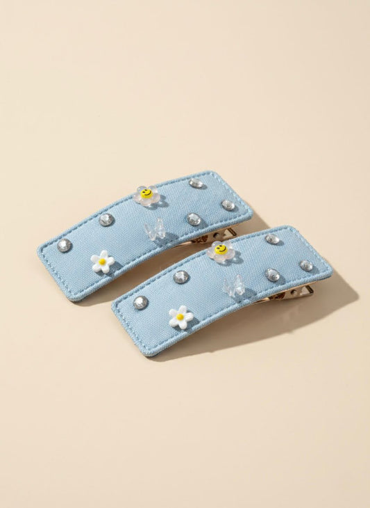 Soft Blue Charm Hair Clip Set