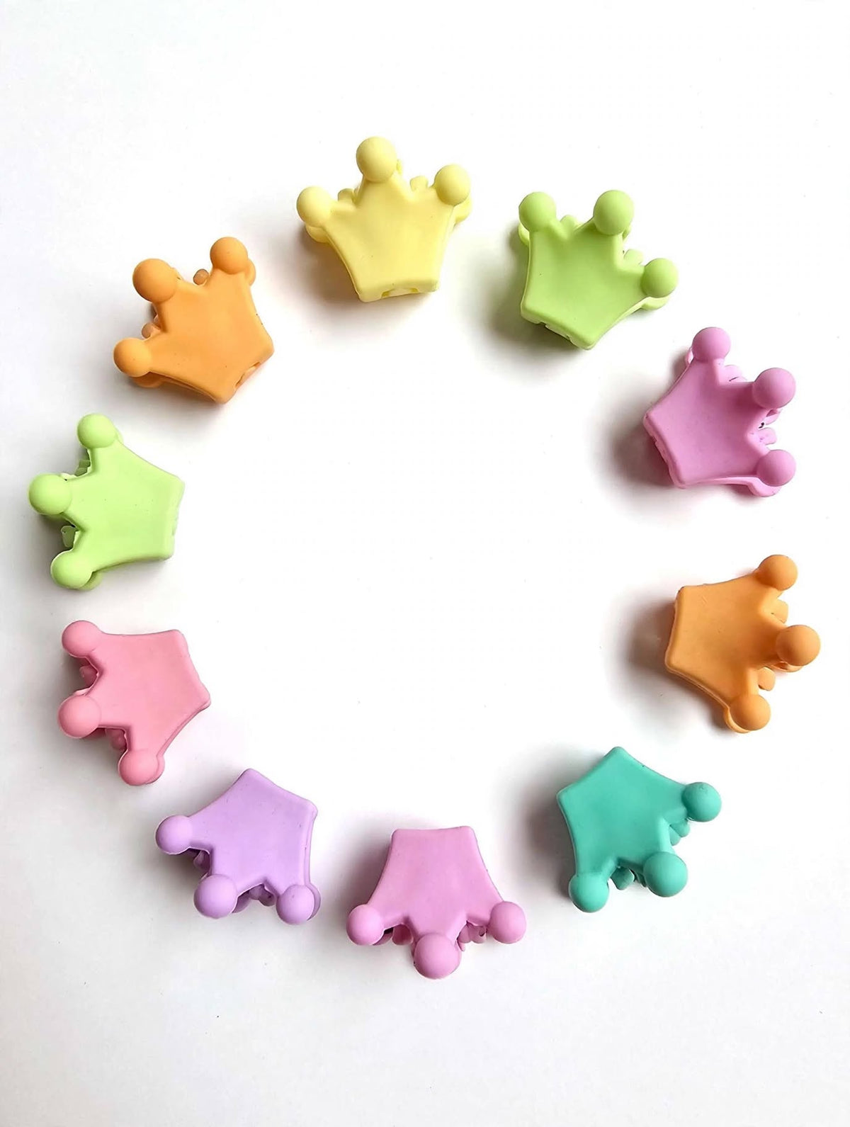 Mini Crown Hair Claw Clips - Multicolor - Pack of 10