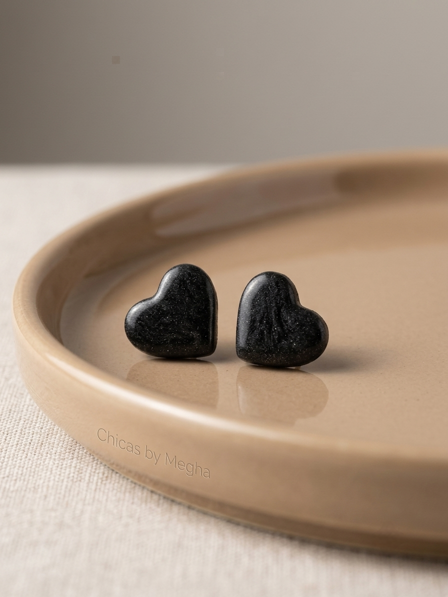 Marbled Heart Stud Earrings