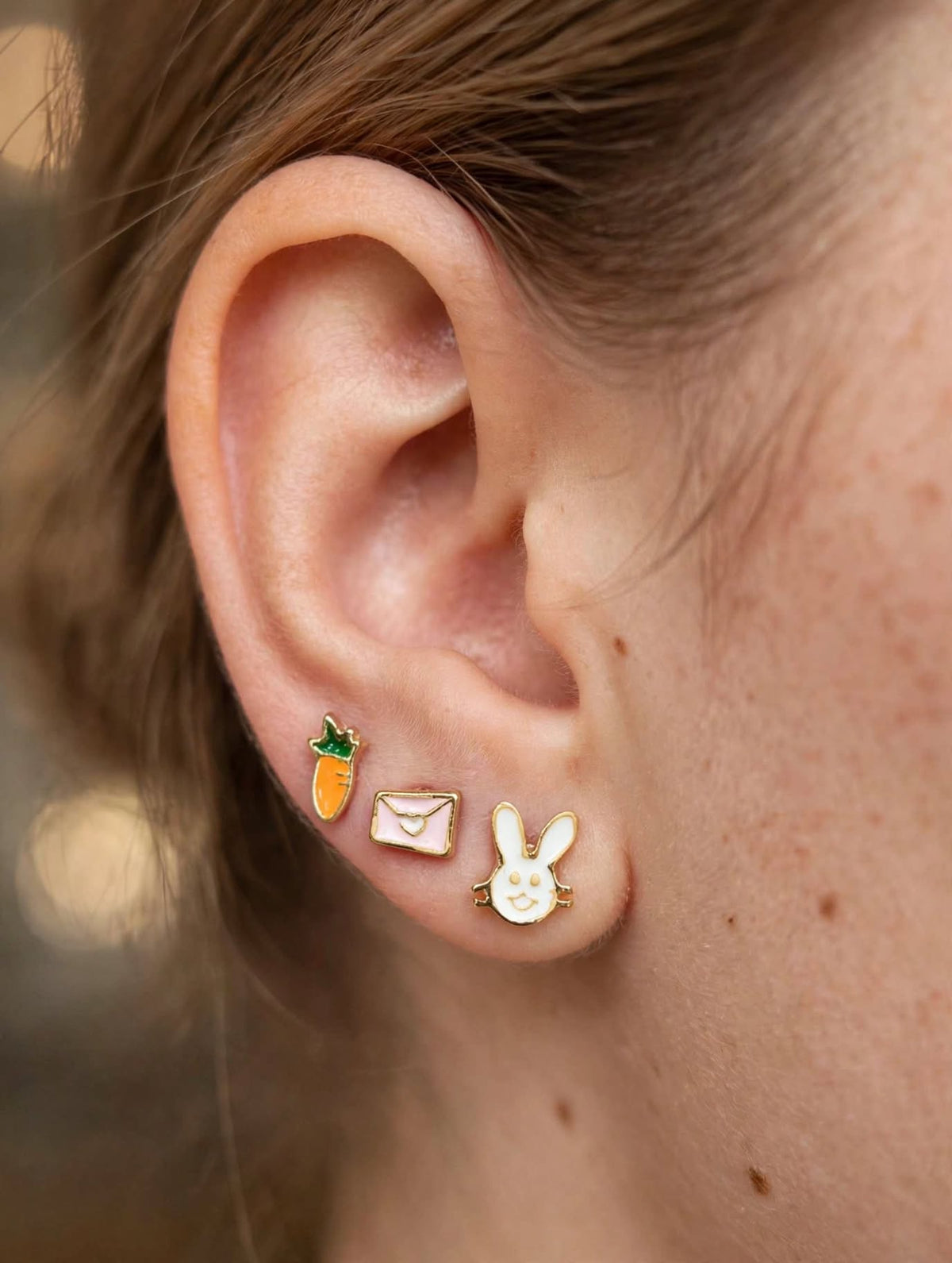 Cute Mismatched Stud Earrings Set of 3