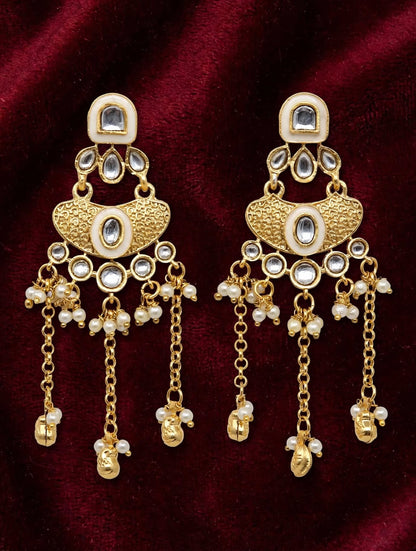 Noor Kundan Chandelier Earrings with Pearl Drops