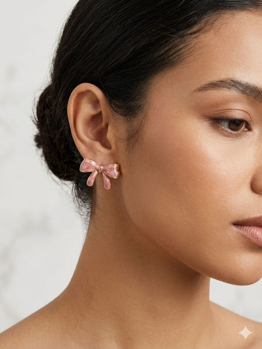 Coquette Enamel Bow Stud Earrings