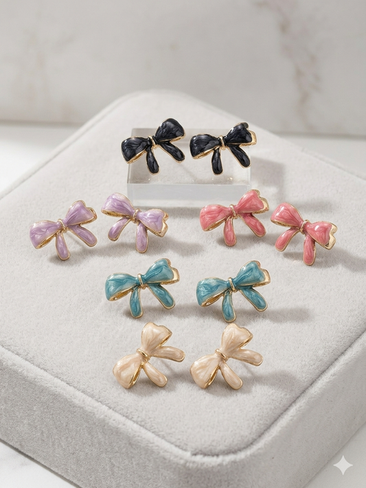 Coquette Enamel Bow Stud Earrings