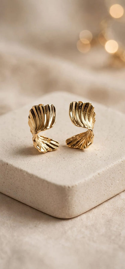 Whisper Leaf - Textured Statement Studs