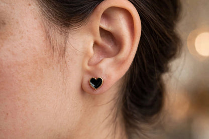 Mini Enamel Heart Stud Earrings