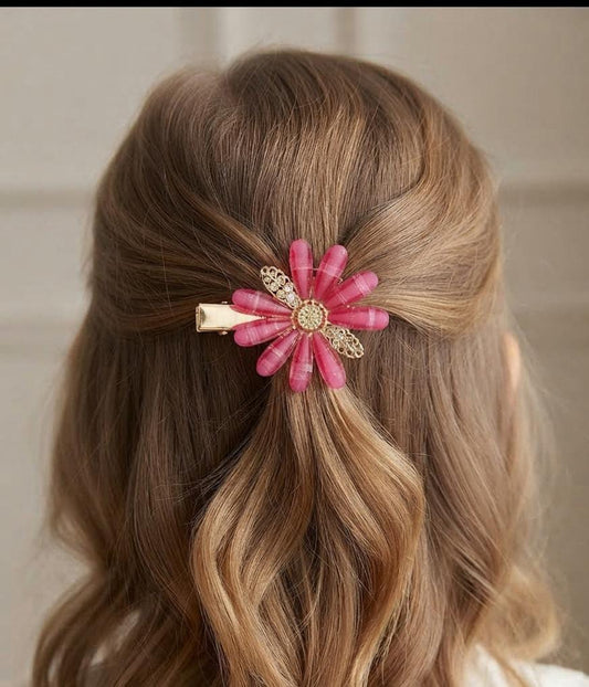 Fuchsia Pink Daisy Flower Hair Clip