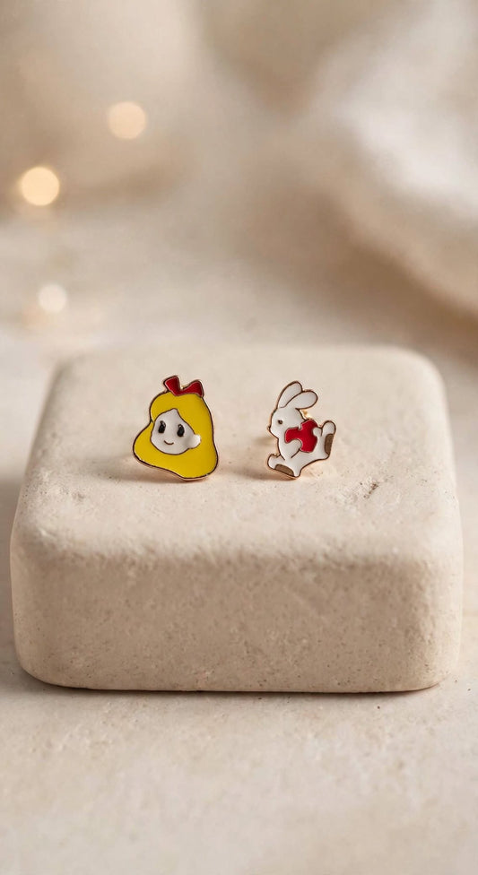 Alice & Bunny Mismatched Stud Earrings
