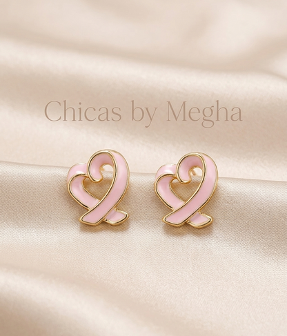 Sweetheart Ribbon Stud Earrings
