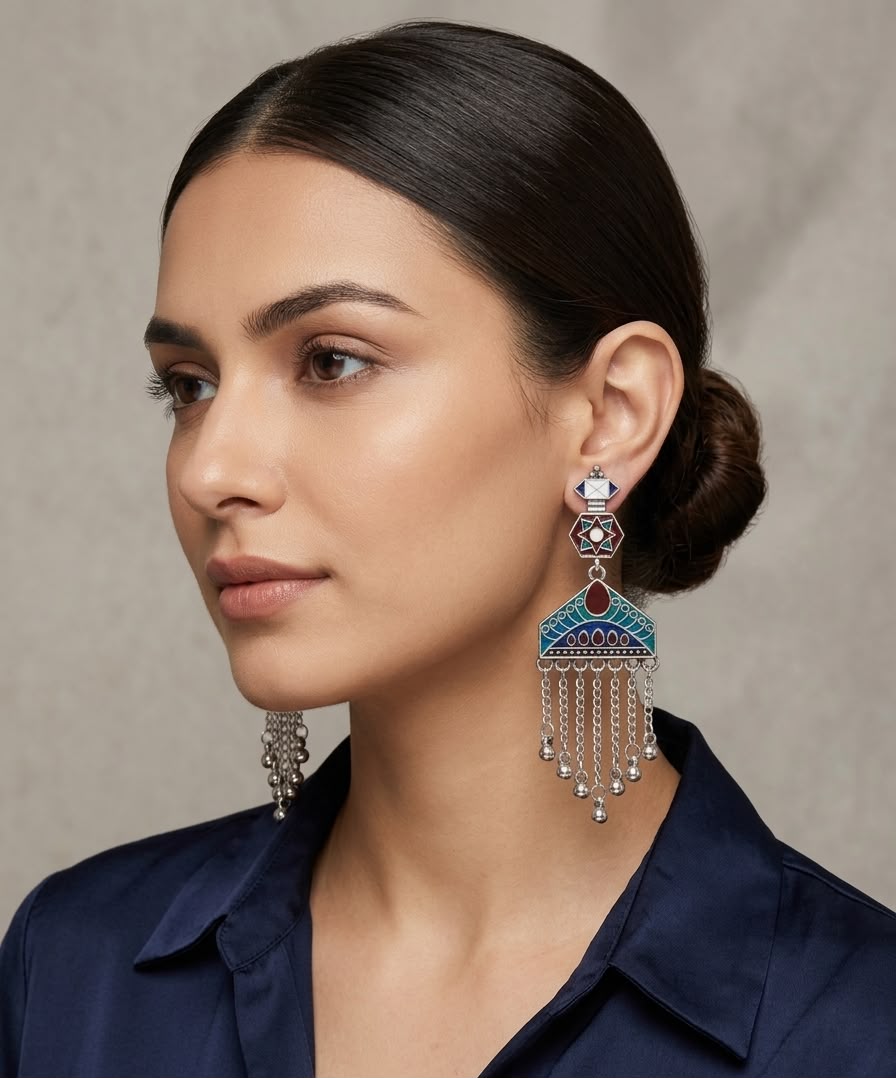 The Roohani Meenakari Tassel Drop Earrings