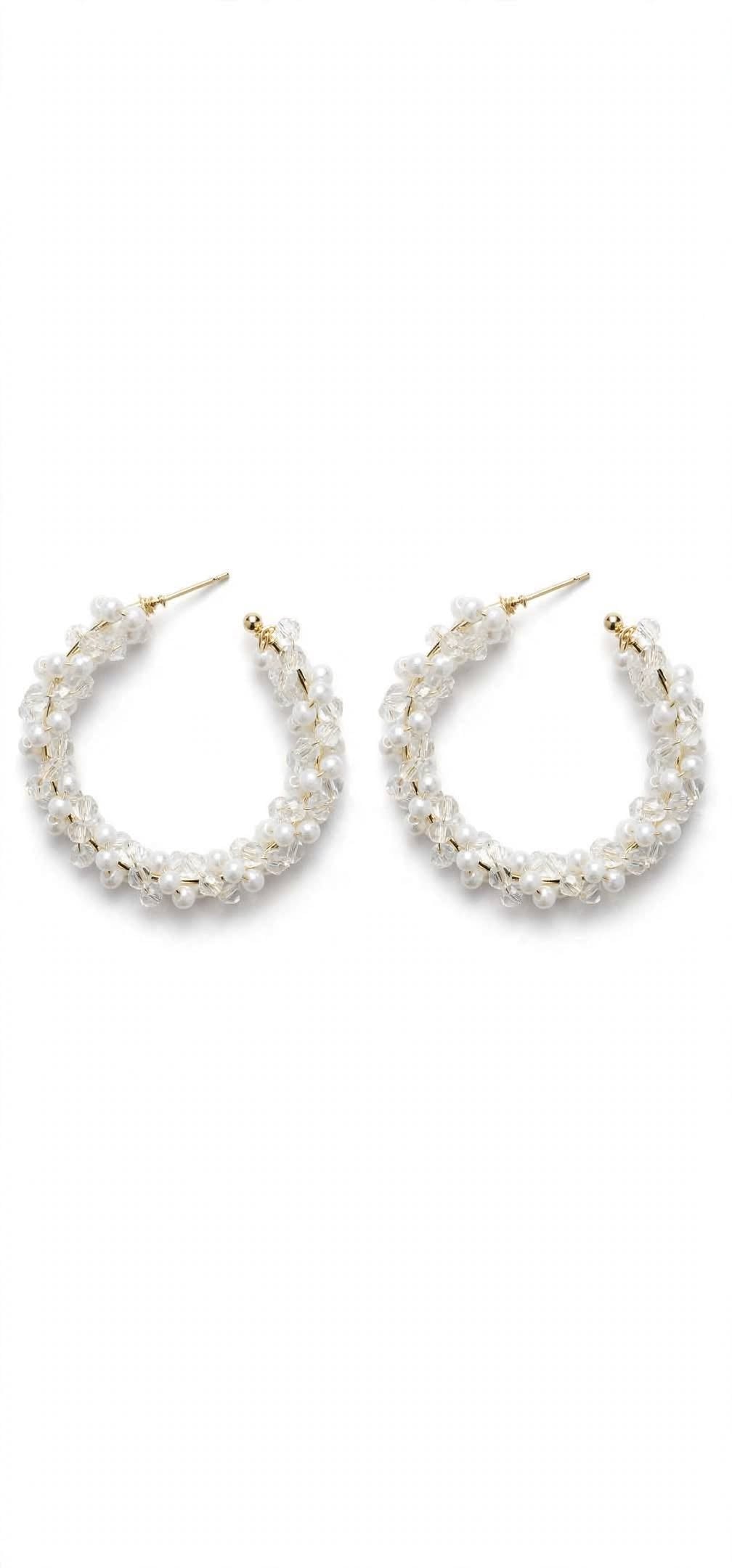 Celeste Pearl Cluster Hoop Earrings