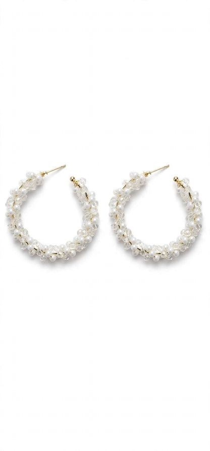 Celeste Pearl Cluster Hoop Earrings