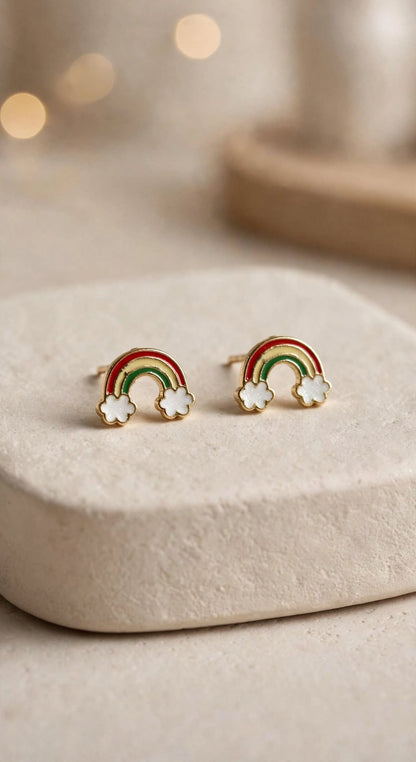 Over The Rainbow Cloud Stud Earrings