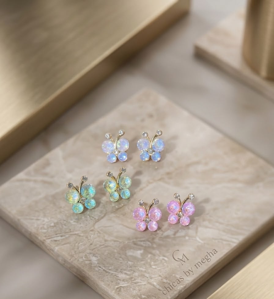 Crystal Flutter Butterfly Studs