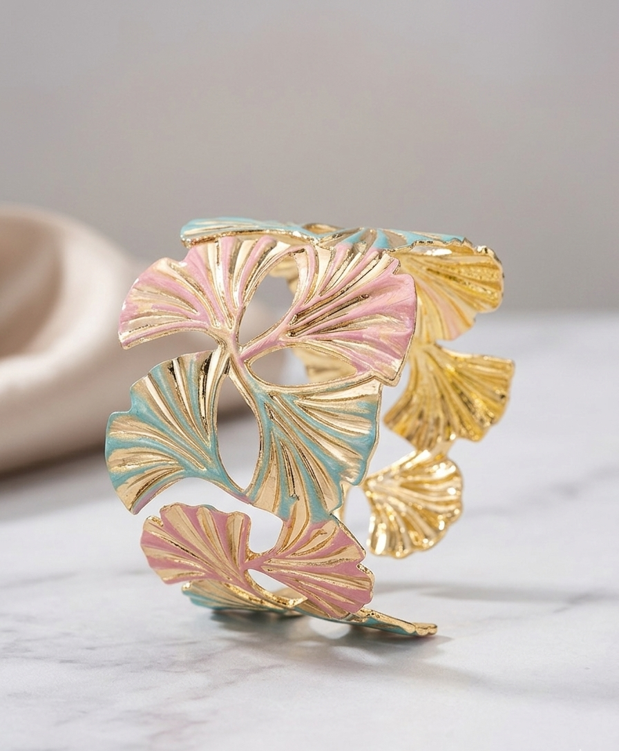 The Ginkgo Leaf Enamel Cuff