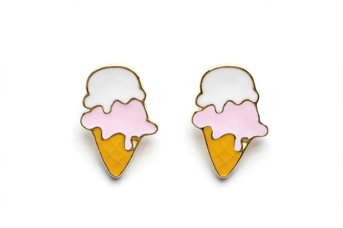 Sweet Scoop - Ice Cream Cone Stud Earrings