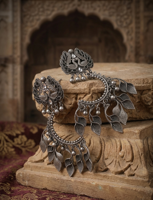 Mayura Leaf Crescent Earrings