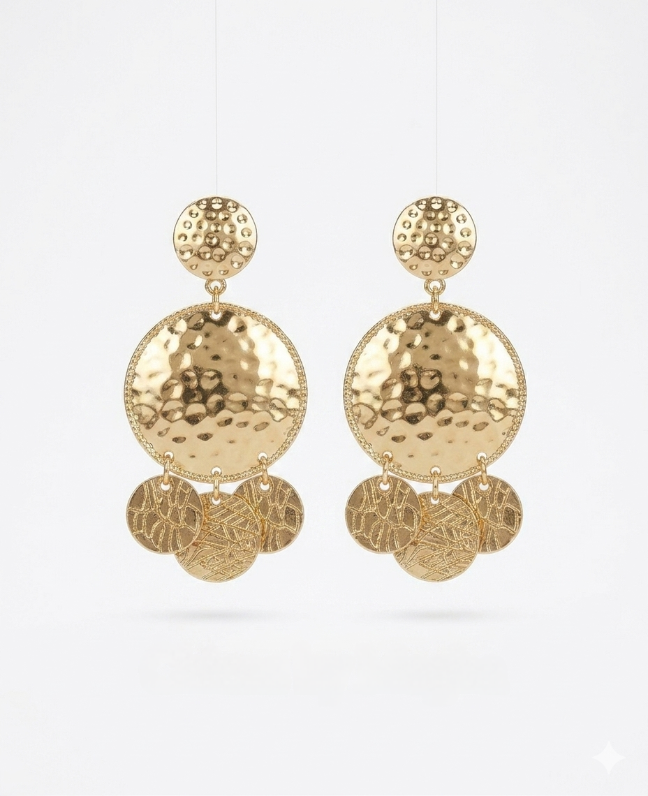 The hammered Soleil Drop Earrings