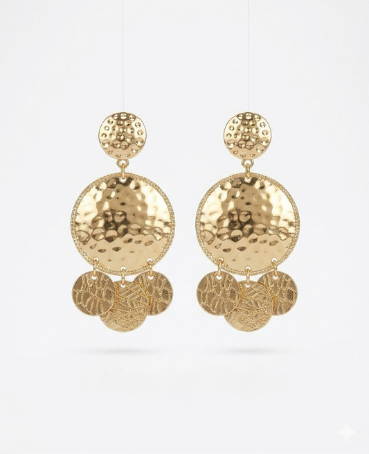 The hammered Soleil Drop Earrings