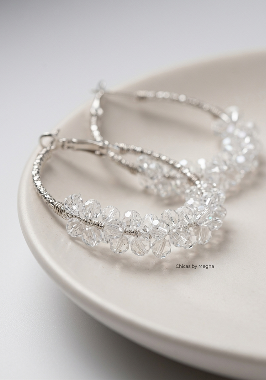 Crystal Cluster Hoop Earrings