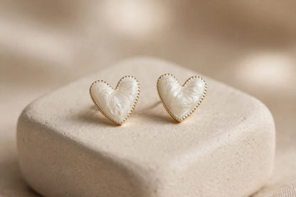 Heart Stud Earrings Mother of Pearl