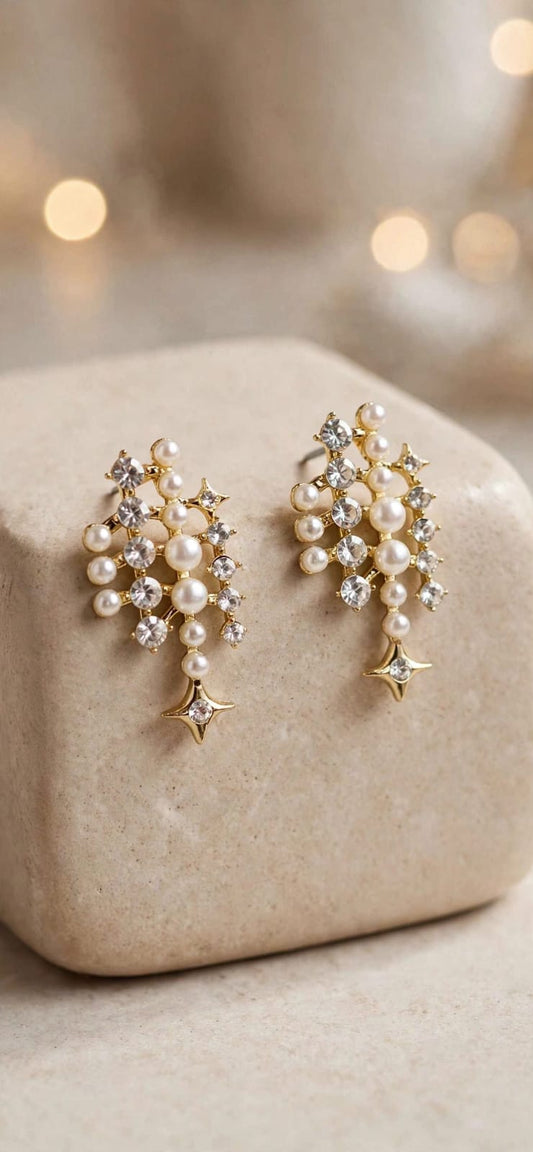 Stardust Pearl & Crystal Statement Earrings
