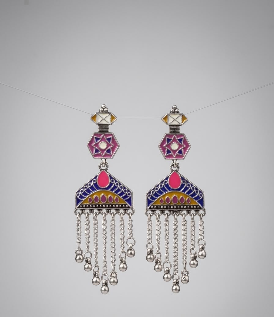The Roohani Meenakari Tassel Drop Earrings