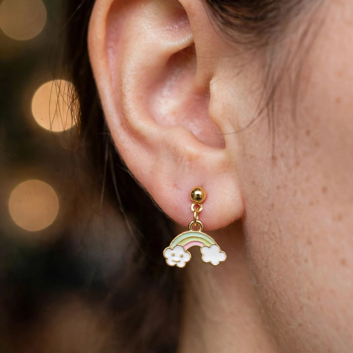 Happy Rainbow Cloud Drop Earrings