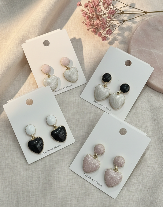 Sweetheart Marble & Shimmer Drop Earrings