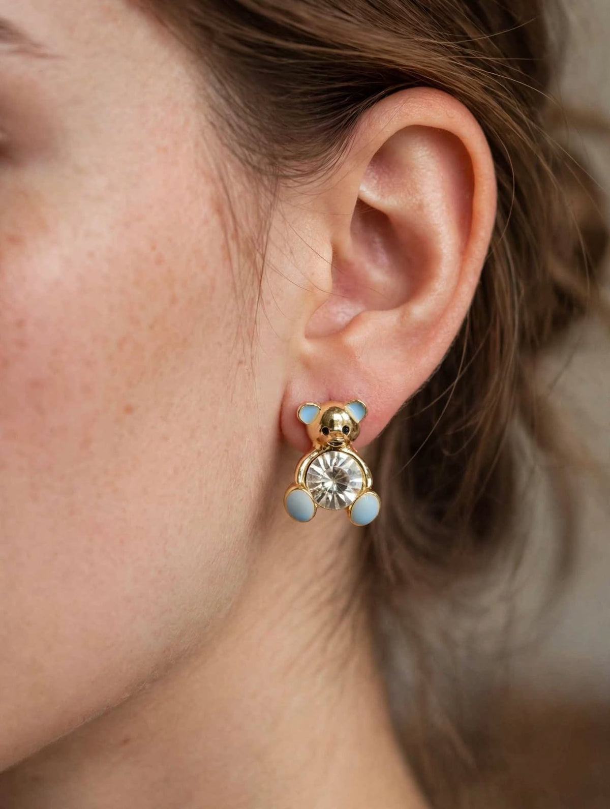 Cute Crystal Bear Earrings