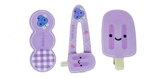 Cartoon Ice Cream Snap Clips Set of 3